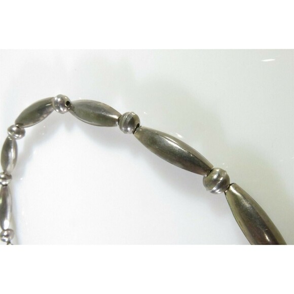 Beautiful Inlaid Stone Tab Choker Necklace With Sterling Silver Pearls & Melons - Picture 5 of 12